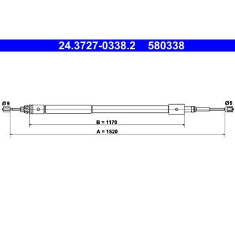 Tirette à câble, frein de stationnement ATE 24.3727-0338.2