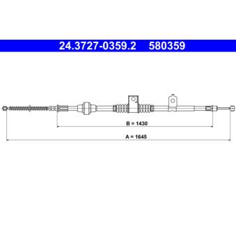 Tirette à câble, frein de stationnement ATE 24.3727-0359.2