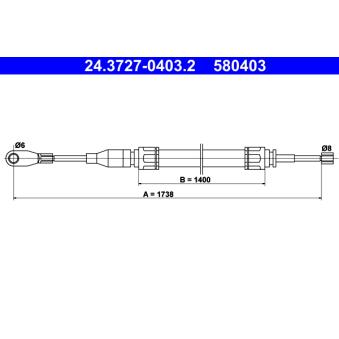 Tirette à câble, frein de stationnement ATE OEM A1234200285 Tirette à câble, frein de stationnement ATE OEM A1234200285