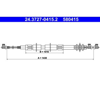 Tirette à câble, frein de stationnement ATE OEM A6314202185