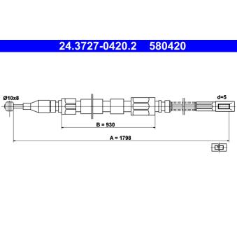 Tirette à câble, frein de stationnement ATE OEM 6014201185