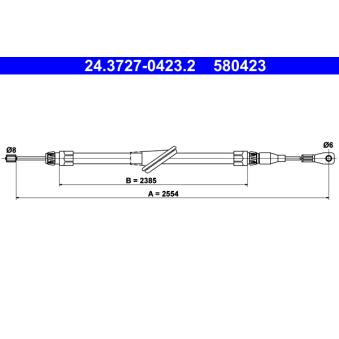 Tirette à câble, frein de stationnement ATE 24.3727-0423.2