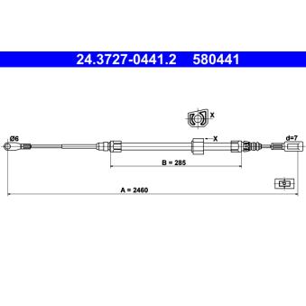 Tirette à câble, frein de stationnement ATE OEM 2D0609701B