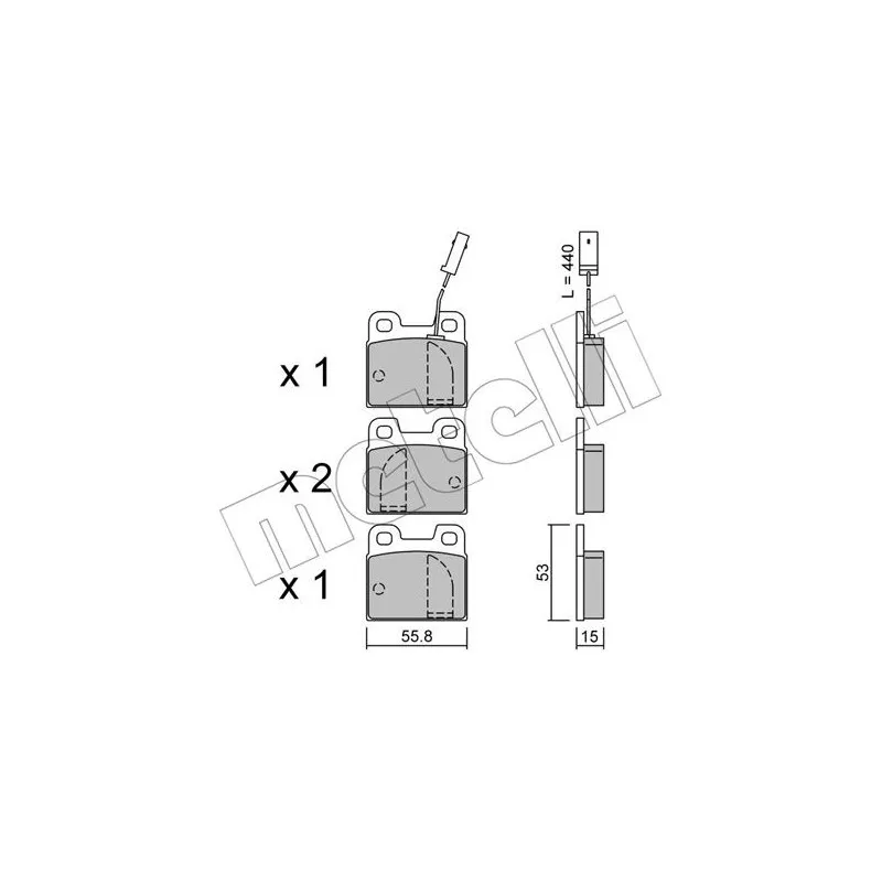 Jeu de 4 plaquettes de frein arrière METELLI 22-0009-2 - Visuel 1