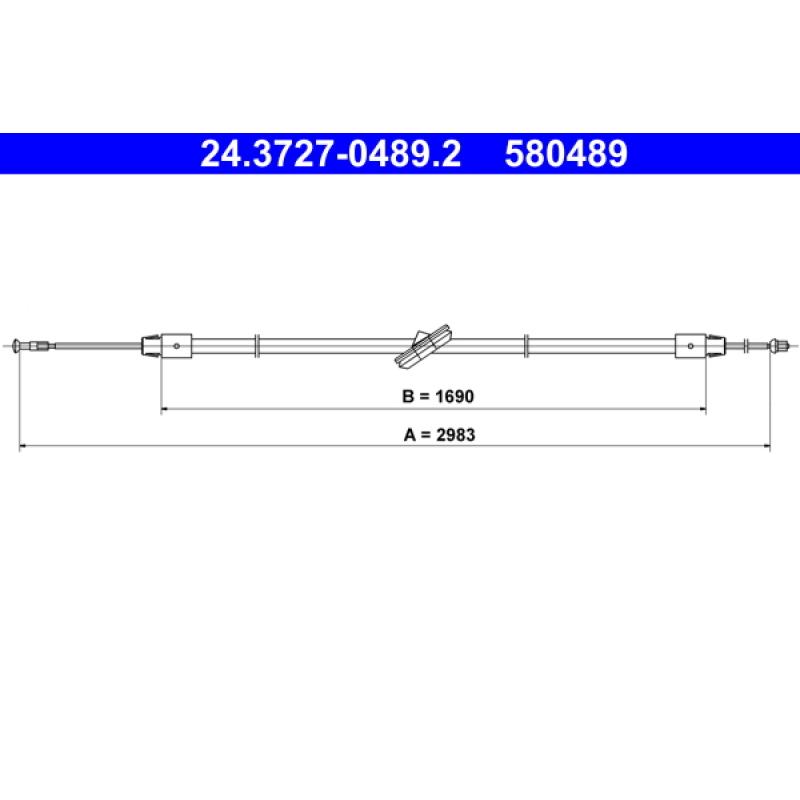 Tirette à câble, frein de stationnement ATE 24.3727-0489.2 - Visuel 1