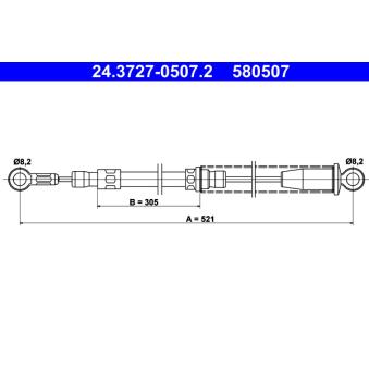 Tirette à câble, frein de stationnement ATE 24.3727-0507.2