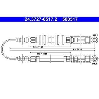 Tirette à câble, frein de stationnement ATE 24.3727-0517.2 Tirette à câble, frein de stationnement ATE 24.3727-0517.2
