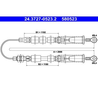 Tirette à câble, frein de stationnement ATE 24.3727-0523.2