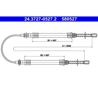 Tirette à câble, frein de stationnement ATE 24.3727-0527.2