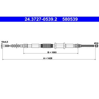 Tirette à câble, frein de stationnement ATE 24.3727-0539.2