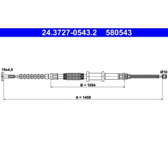 Tirette à câble, frein de stationnement ATE 24.3727-0543.2