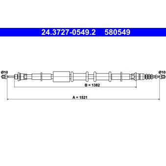 Tirette à câble, frein de stationnement ATE 24.3727-0549.2