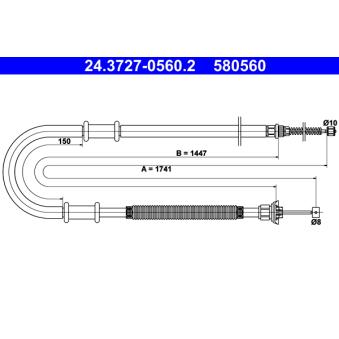 Tirette à câble, frein de stationnement ATE OEM 46745157
