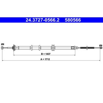 Tirette à câble, frein de stationnement ATE 24.3727-0566.2