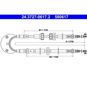Tirette à câble, frein de stationnement ATE OEM 6159054