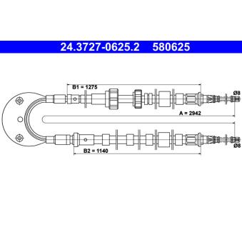 Tirette à câble, frein de stationnement ATE 24.3727-0625.2
