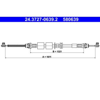 Tirette à câble, frein de stationnement ATE OEM 1005567
