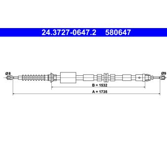 Tirette à câble, frein de stationnement ATE OEM 1126842