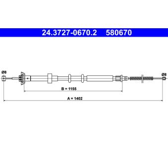 Tirette à câble, frein de stationnement ATE OEM 9S512A603BA