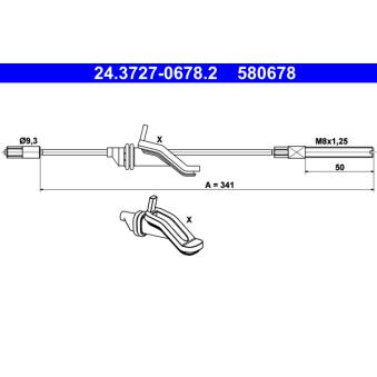 Tirette à câble, frein de stationnement ATE 24.3727-0678.2