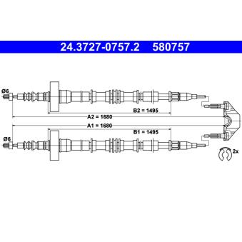 Tirette à câble, frein de stationnement ATE OEM 24425112