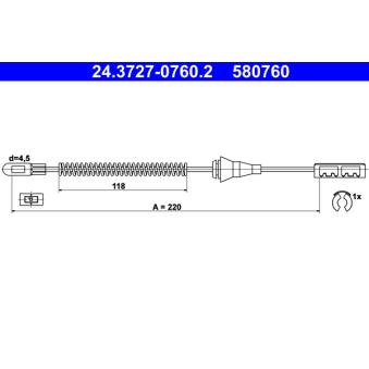 Tirette à câble, frein de stationnement ATE OEM 522417