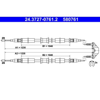 Tirette à câble, frein de stationnement ATE OEM 522450