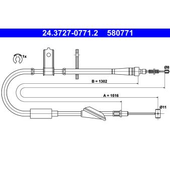 Tirette à câble, frein de stationnement ATE OEM 9209928