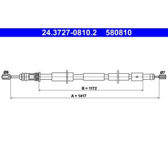 Tirette à câble, frein de stationnement ATE OEM 474567