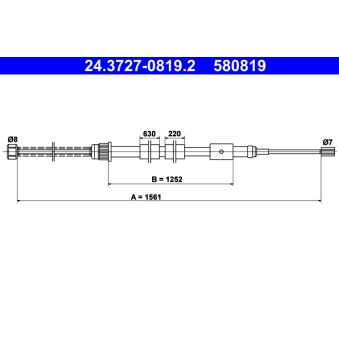 Tirette à câble, frein de stationnement ATE OEM 474598