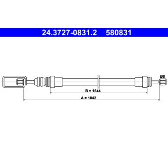 Tirette à câble, frein de stationnement ATE OEM 474571