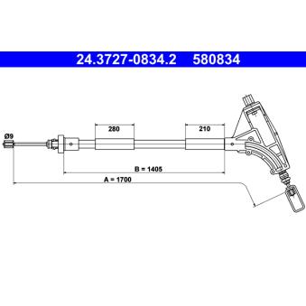 Tirette à câble, frein de stationnement ATE OEM 4745L4