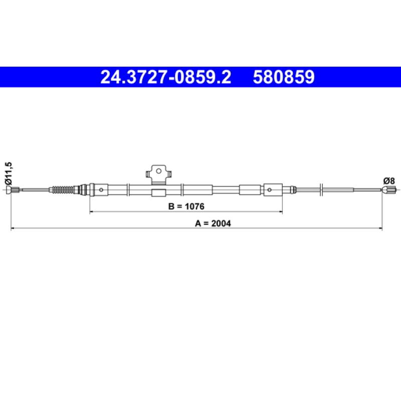 Tirette à câble, frein de stationnement ATE 24.3727-0859.2 - Visuel 1