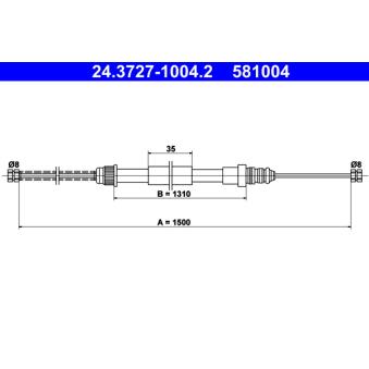 Tirette à câble, frein de stationnement ATE OEM 7704001812
