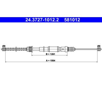 Tirette à câble, frein de stationnement ATE 24.3727-1012.2