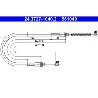 Tirette à câble, frein de stationnement ATE OEM 7700841026