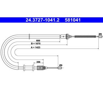 Tirette à câble, frein de stationnement ATE OEM 3653100QAF