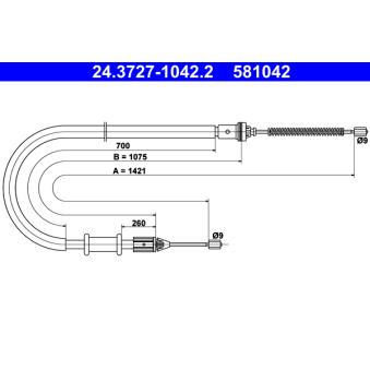 Tirette à câble, frein de stationnement ATE OEM 7700311699