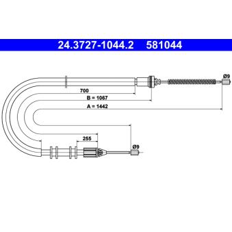 Tirette à câble, frein de stationnement ATE OEM 7700311701