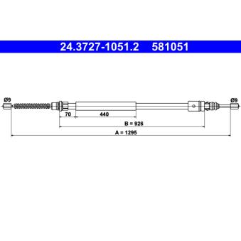 Tirette à câble, frein de stationnement ATE OEM 7700307718