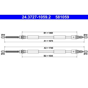 Tirette à câble, frein de stationnement ATE OEM 6025370827