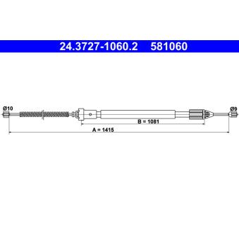 Tirette à câble, frein de stationnement ATE OEM 8200087977