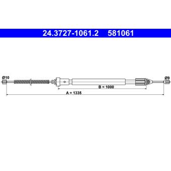Tirette à câble, frein de stationnement ATE OEM 8200087979