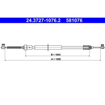 Tirette à câble, frein de stationnement ATE OEM 8200428323