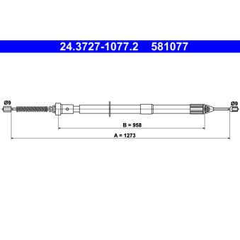 Tirette à câble, frein de stationnement ATE OEM 8200428320