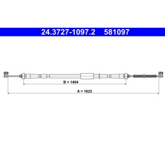 Tirette à câble, frein de stationnement ATE 24.3727-1097.2