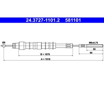 Tirette à câble, frein de stationnement ATE 24.3727-1101.2
