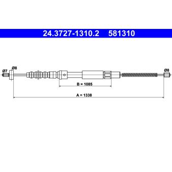 Tirette à câble, frein de stationnement ATE 24.3727-1310.2