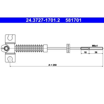 Tirette à câble, frein de stationnement ATE 24.3727-1701.2