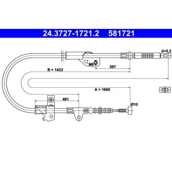 Tirette à câble, frein de stationnement ATE OEM 365309F500